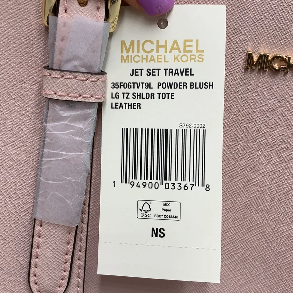MICHAEL KORS POWDER BLUSH COLOR 
Jet Set Travel Large Saffiano Leather Tote Bag - Picture 14 of 14